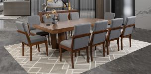 Comedor Rectangular 240 Cm Creta Gris Charcoal 9 Piezas