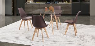 Comedor Cuadrado Atlas PL con Sillas Arthus Café