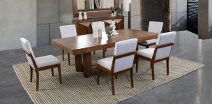 Comedor Rectangular Creta con Sillas Blanco Winter 240 cm