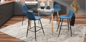 Comedor Bar Rectangular Atlas Con Bancos Arlo Azul