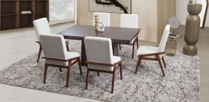 Comedor 160 Cm Montreal Con Sillas Praga Mix Beige 7 Piezas