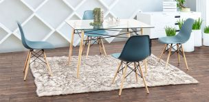 Comedor Rectangular con Sillas Atlas Azul 5 Piezas