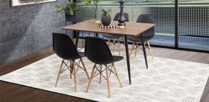 Comedor Rectangular Marla con Sillas Atlas PL Negro 5 Piezas