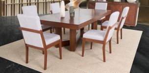 Comedor Rectangular Creta con Sillas Blanco Winter 240 cm