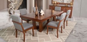 Comedor Rectangular Creta con Sillas Gris Charcoal 240 cm