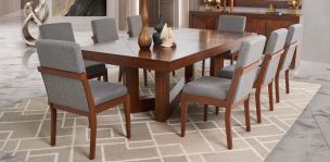 Comedor Rectangular 240 Cm Creta Gris Charcoal 9 Piezas