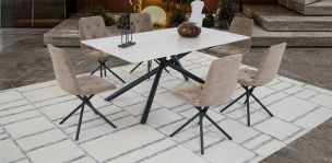 Comedor 180 X 100 Cm Traver Beige 7 Piezas