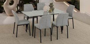 Comedor 140 X 80 Cm Arista Gris Claro 7 Piezas
