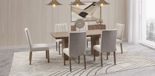 Comedor Rectangular Vanila Beige 7 Piezas