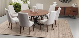 Comedor Redondo Piastri Beige 7 Piezas