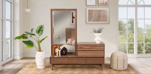 Cómoda Horizontal Y Espejo Donna Café