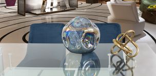 Esfera Decorativa Cristal Zirconia Azul Grande