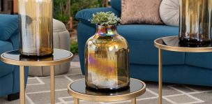 Jarrón Decorativo Balero Cristal Zirconia Ambar Chico