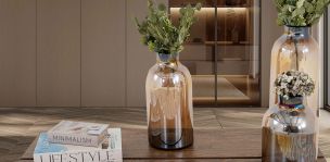 Jarrón Decorativo Balero Cristal Zirconia Café Grande