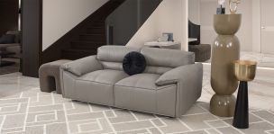 Sofá 2 Plazas Piel Wickens Gris Oscuro