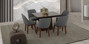 Comedor 120 Cm Montreal Con Sillas Olaf PL Gris 5 Piezas