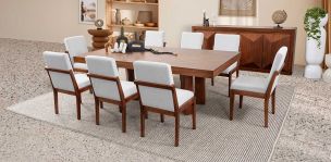Comedor Rectangular Creta Con Sillas Gris Claro 240 Cm