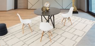 Comedor Redondo Nápoles Negro Con Sillas Atlas Blanco 5 Piezas