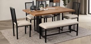 Comedor 150 X 100 Cm Brooklyn Beige 6 Piezas