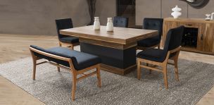 Comedor Invictus Parota con Sillas y Banca Negro