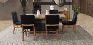 Comedor Invictus Parota con Sillas Invictus Negro