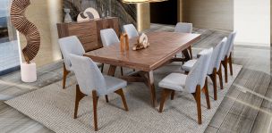 Comedor Rectangular Veliero CL Con Sillas Ziba Gris 7 Piezas
