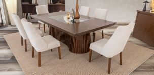 Comedor 240 X 140 Cm Lafsjo Beige 7 Piezas
