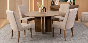 Comedor Redondo 150 Cm Anka Con Sillas Anka Mix Café 5 Piezas