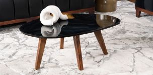 Mesa De Centro Cuarzo Golden Negro Mediana 