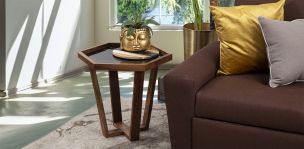 Mesa Lateral Hexagonal Grande Victory Negro Cristal