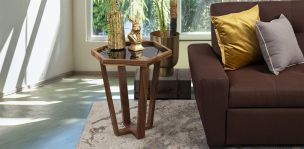 Mesa Lateral Hexagonal Chico Victory Negro Cristal