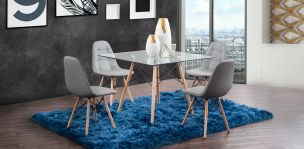 Comedor Cuadrado Atlas PL con Sillas Angun Gris