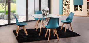 Comedor Cuadrado Atlas PL con Sillas Arthus Azul