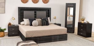Recámara King Size Cairo Plus Gris 5 Piezas