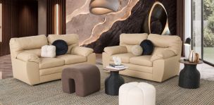 Sala Piel Pisa Beige 2 Piezas