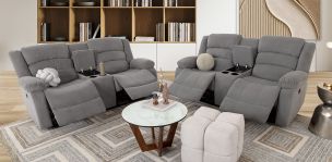Sala Con Reclinables Eléctricos Sedona Gris