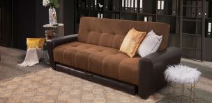 Sofá Cama con Cama Baja Irlanda Capuchino Suede