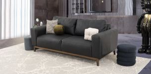 Sofá 3 Plazas Piel Littio Negro