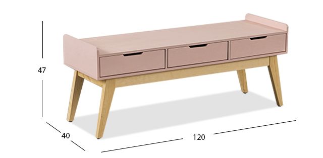  Banca 3 Cajones Atlas DK Rosa Maple