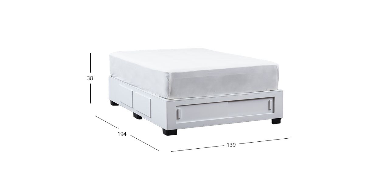 Base De Cama Cajonera Matrimonial Koren Blanco