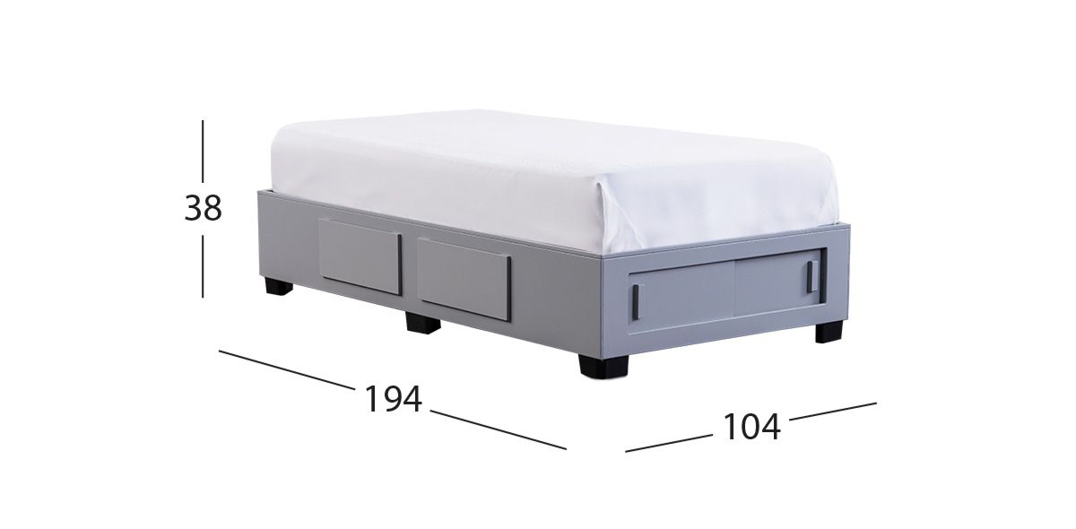 Base De Cama Cajonera Individual Koren Gris