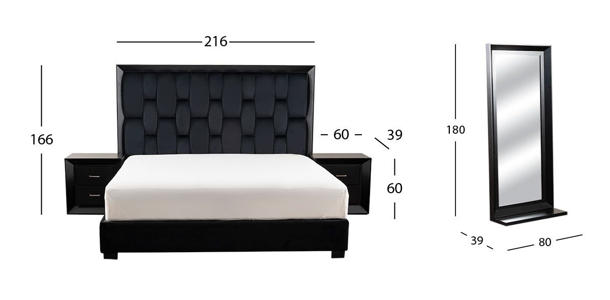 Recámara King Size Chicago Black 4 Piezas