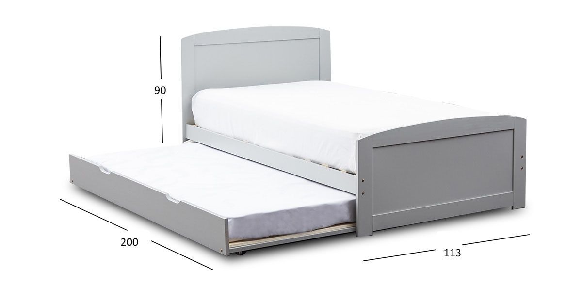 Cama Individual Con Cama Baja Tommy PL Gris