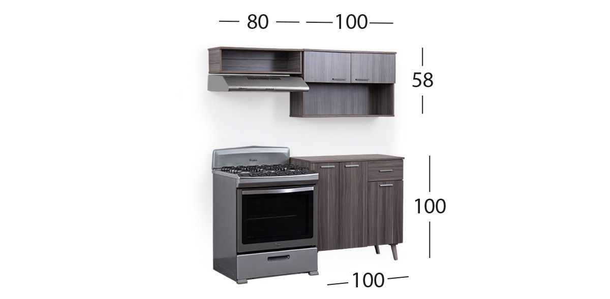 Cocina Sicilia Gris 180 cm