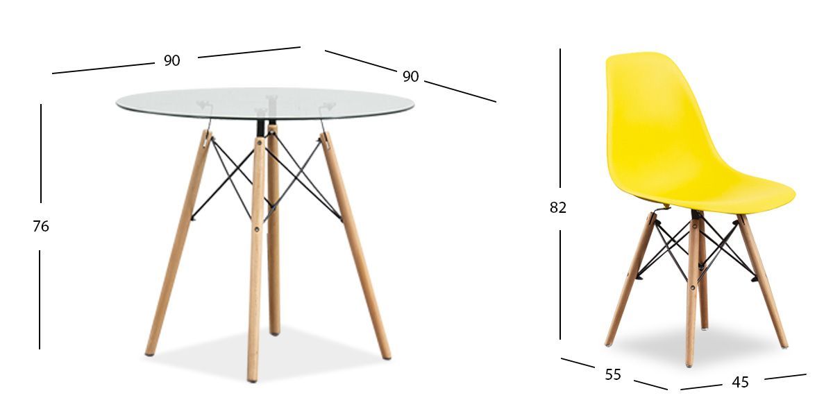 Comedor Redondo con sillas Atlas Amarillo 5 Piezas
