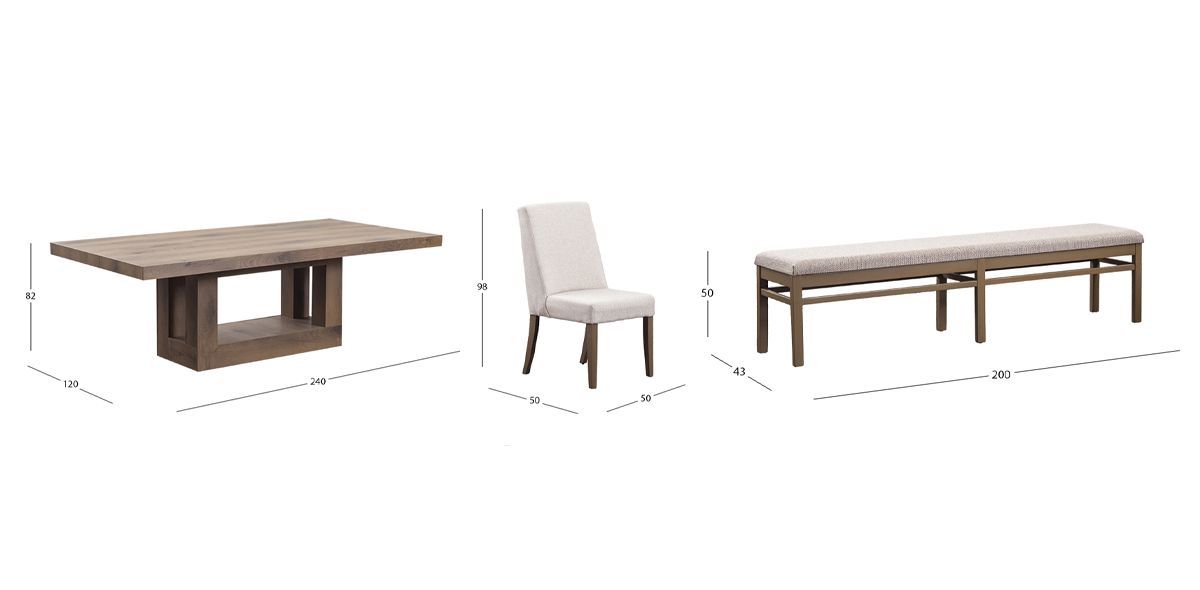 Comedor Rectangular Anka 240 cm con Sillas Arena