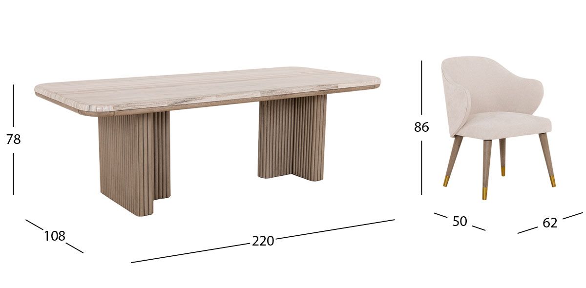 Comedor Rectangular De Mármol Tinnie CL Gris 7 Piezas