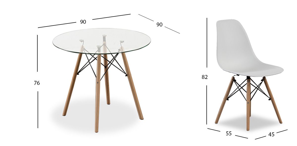 Comedor Redondo con sillas Atlas Blanco 5 Piezas