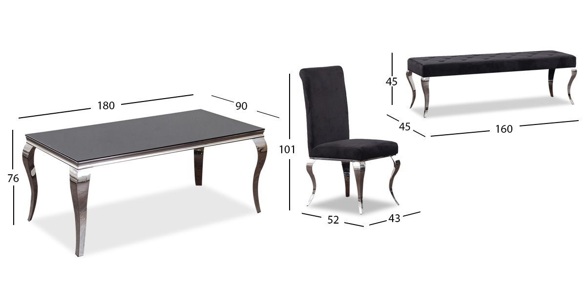 Comedor Rectangular Elenor Negro Cristal