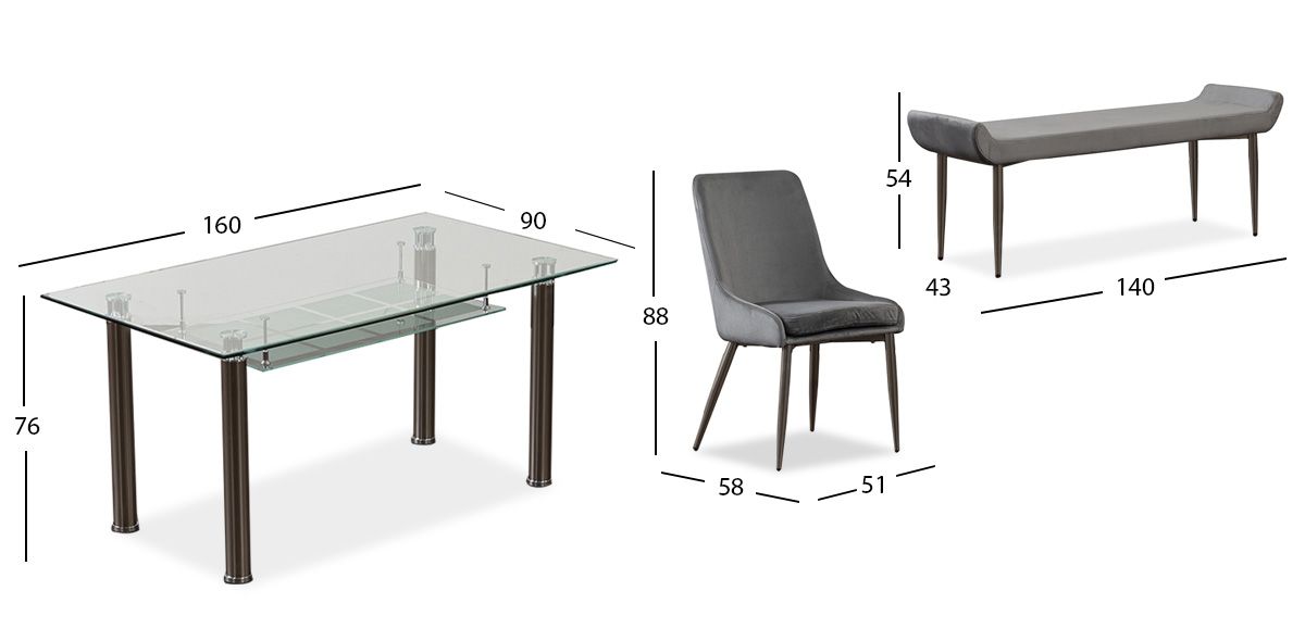 Comedor Enkel II Rectangular Gris 6 Piezas